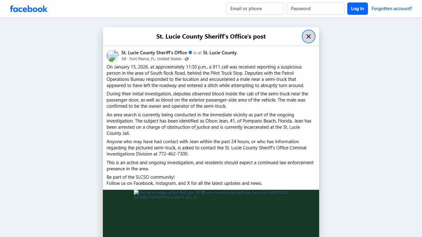On January 15, 2026,... - St. Lucie County Sheriff's Office | Facebook